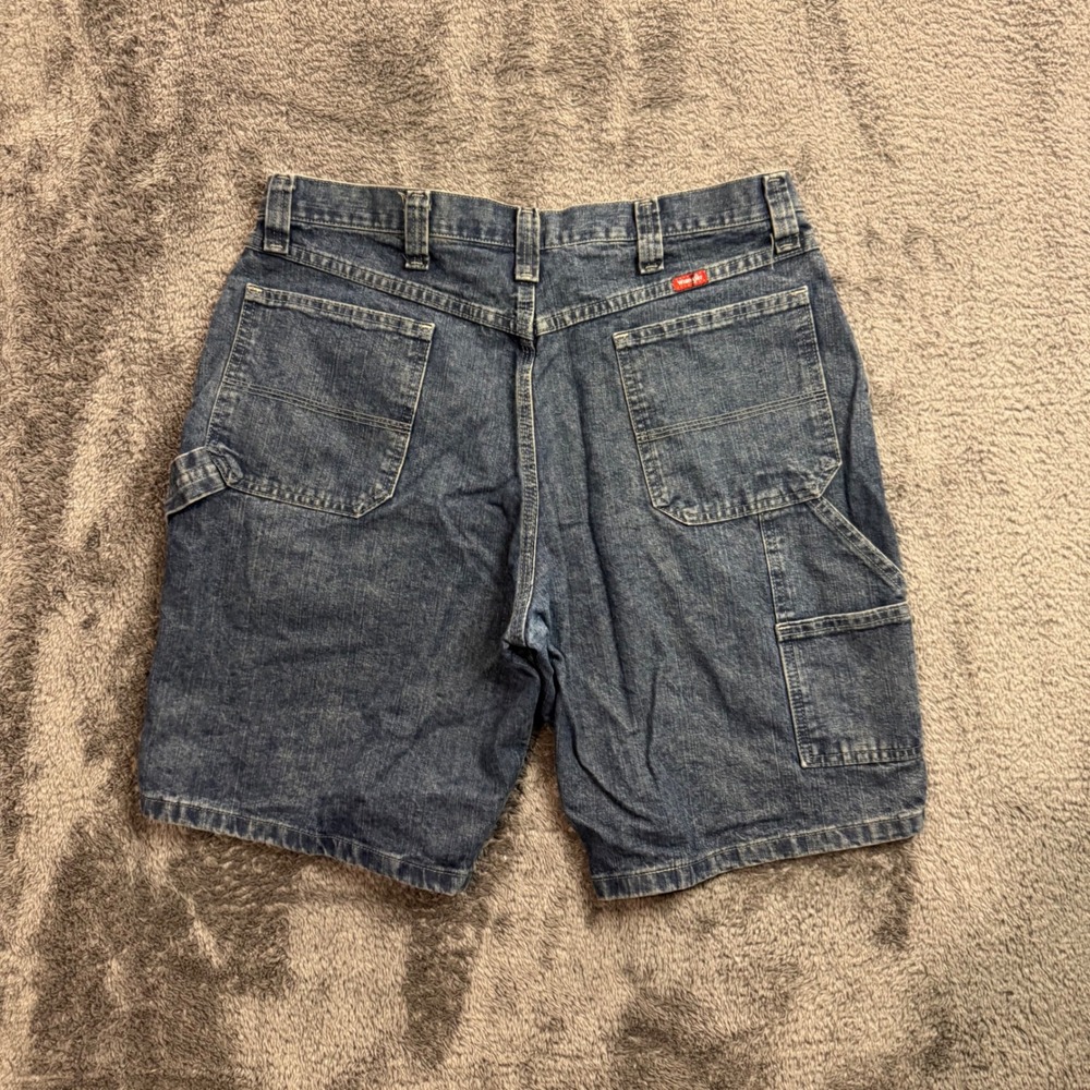 Wrangler Mens Blue Denim Carpenter Shorts Size 36 Relaxed Fit Utility 64WCOMI